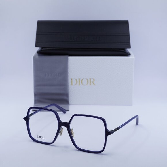 Dior MINI CD O S7F 7400 Square 55mm Eyeglasses - Shiny Blue - Picture 1 of 9